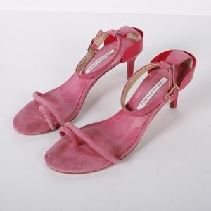 DVF pink patent sandals kitten heels size 10 M